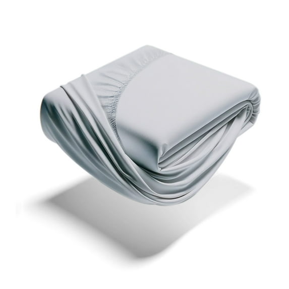 Mezzati Brushed Microfiber Fitted Sheet - Ultra Soft and Lightweight for Ultimate Sleep Comfort, Wrinkle Free and Color Fade Resistant (Silver, Twin)