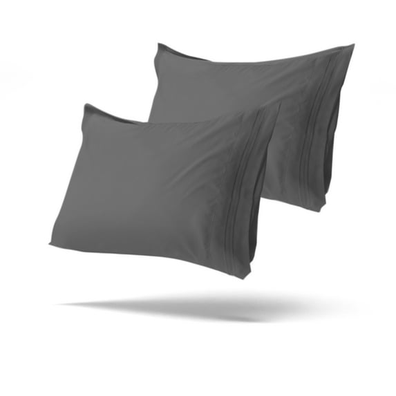 Mezzati Brushed Microfiber Premium Pillowcases Set - Ultra Soft and Lightweight for Ultimate Sleep Comfort, Wrinkle Free and Color Fade Resistant (Gray, Set of 2 Standard Size Pillow Cases)