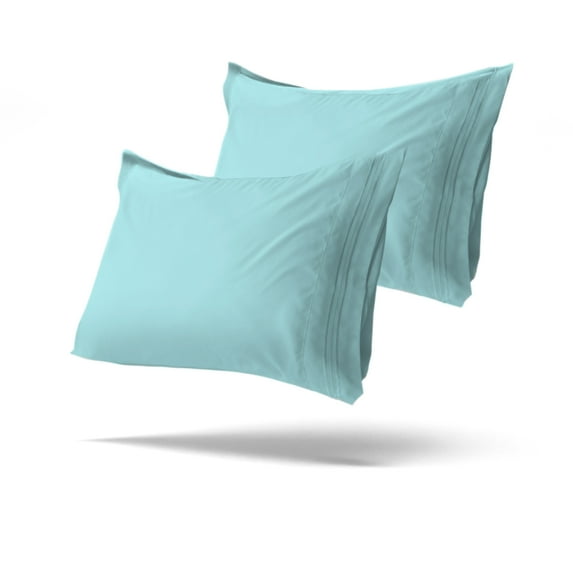 Mezzati Brushed Microfiber Premium Pillowcases Set - Ultra Soft and Lightweight for Ultimate Sleep Comfort, Wrinkle Free and Color Fade Resistant (Light Blue, Set of 2 King Size Pillow Cases)