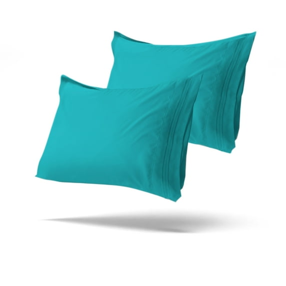 Mezzati Brushed Microfiber Premium Pillowcases Set - Ultra Soft and Lightweight for Ultimate Sleep Comfort, Wrinkle Free and Color Fade Resistant (Ocean Teal, Set of 2 King Size Pillow Cases)