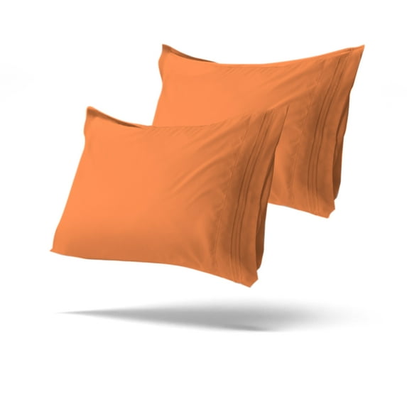 Mezzati Brushed Microfiber Premium Pillowcases Set - Ultra Soft and Lightweight for Ultimate Sleep Comfort, Wrinkle Free and Color Fade Resistant (Persimmon Orange, Set of 2 King Size)