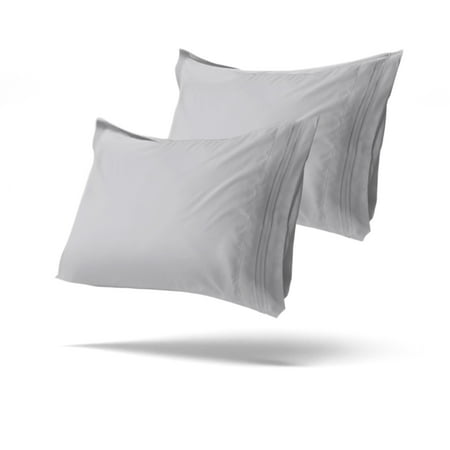 Mezzati Brushed Microfiber Premium Pillowcases Set - Ultra Soft and Lightweight for Ultimate Sleep Comfort, Wrinkle Free and Color Fade Resistant (Silver, Set of 2 Standard Size Pillow Cases)