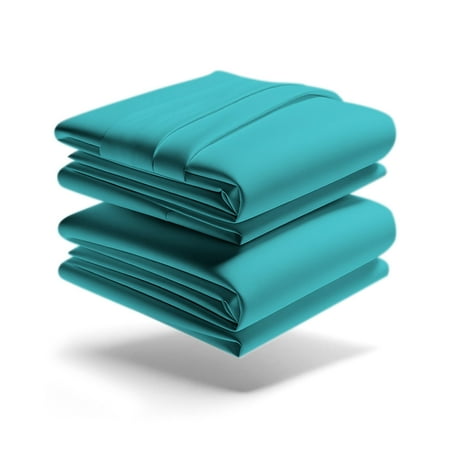 Mezzati Brushed Microfiber Waterbed Sheet Set - Ultra Soft and Lightweight for Ultimate Sleep Comfort, Wrinkle Free and Color Fade Resistant, 4 Pieces (Blue Ocean Teal, Queen Attached)