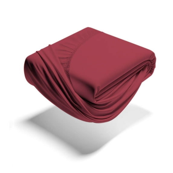 Mezzati Brushed Microfiber Fitted Sheet - Ultra Soft and Lightweight for Ultimate Sleep Comfort, Wrinkle Free and Color Fade Resistant (Burgundy, Full)