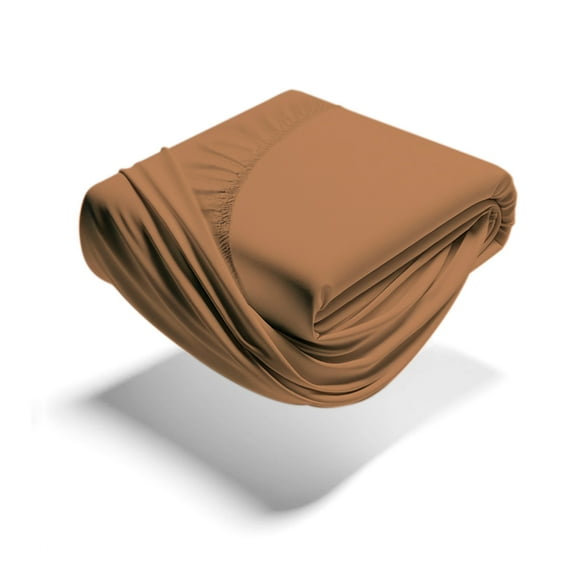 Mezzati Brushed Microfiber Fitted Sheet - Ultra Soft and Lightweight for Ultimate Sleep Comfort, Wrinkle Free and Color Fade Resistant (Mocha, Twin)