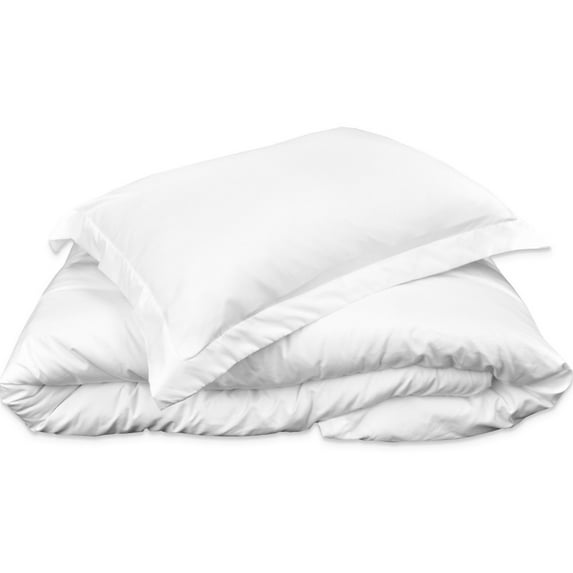 Mezzati Luxury 2-Piece White Solid Print Duvet Sets, Twin-XL