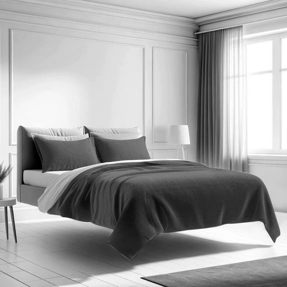 Mezzati Prestige Bedspread Coverlet Set - Soft Brushed Microfiber Comforter Bedding Cover, 3-Piece Quilt Set (Queen/Full, Gray)