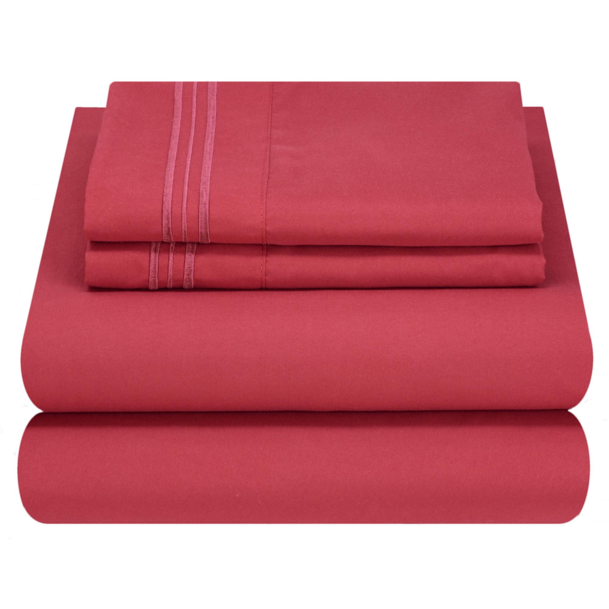 HEATHER FLANNEL SHEET SET TWIN BURGUNDY
