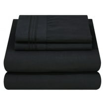 Mezzati Soft Microfiber Bed Sheet Set 4pc Full Black