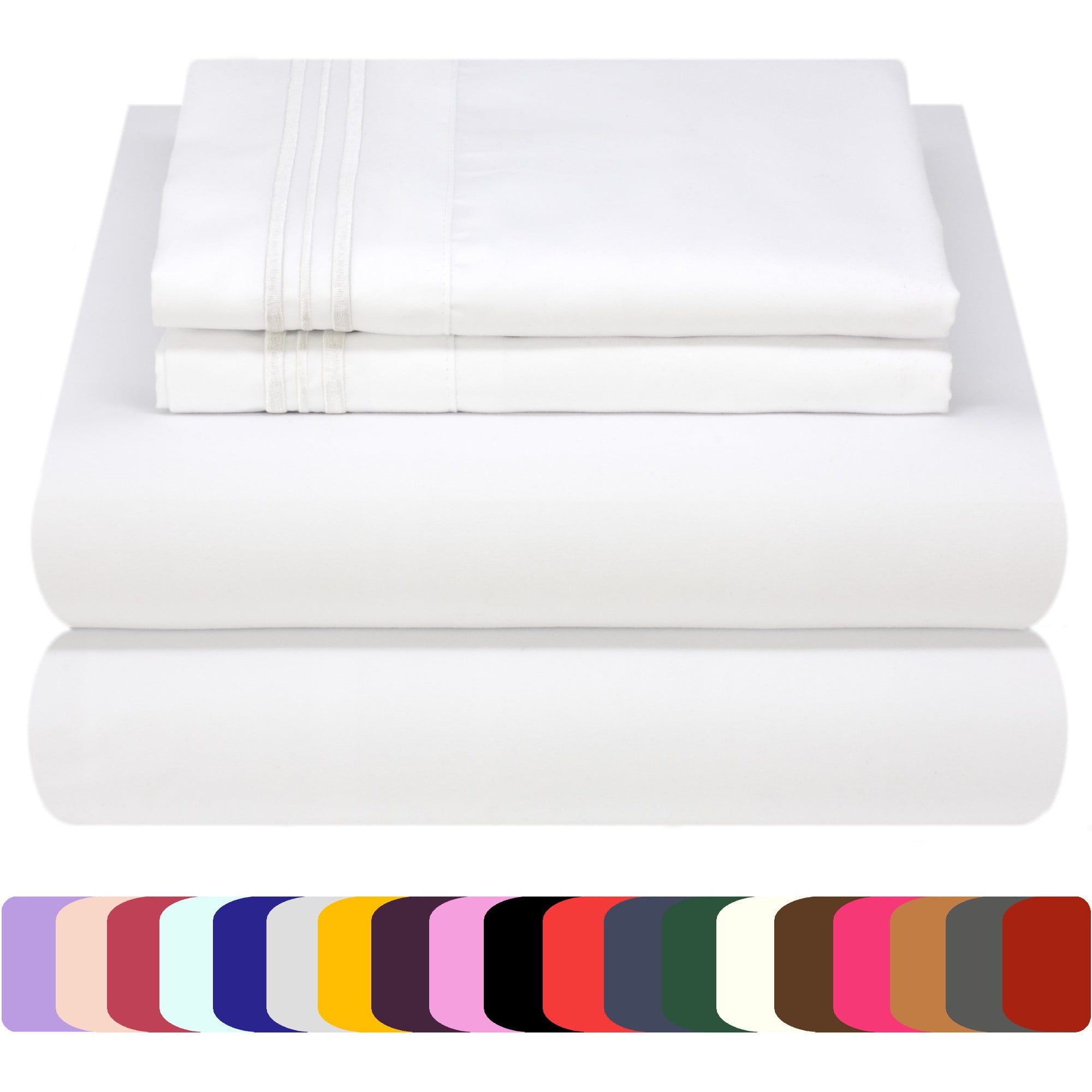 Mezzati Soft Microfiber Bed Sheet Set 4pc Full White - Walmart.com