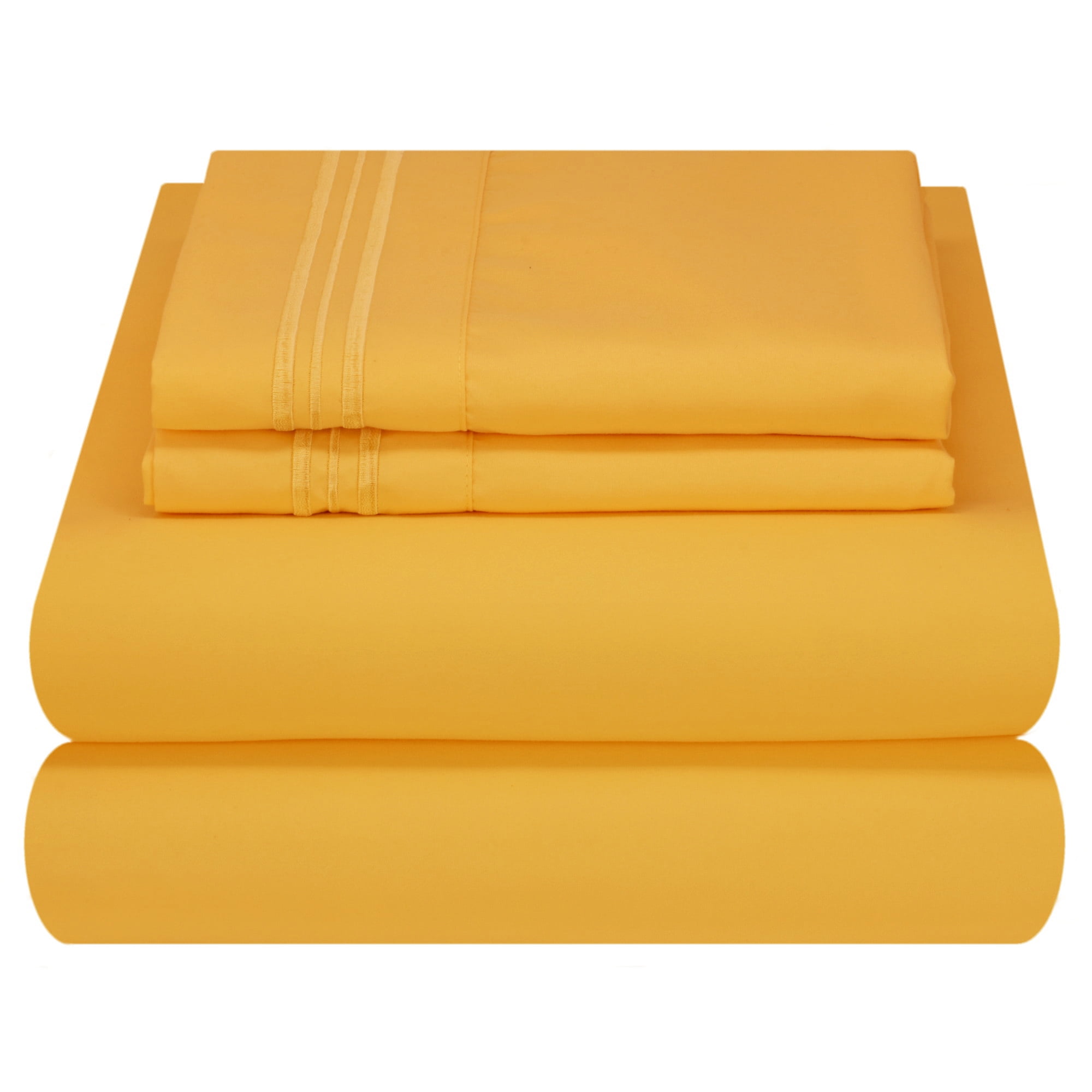 Mezzati Soft Microfiber Bed Sheet Set 4pc Full Yellow