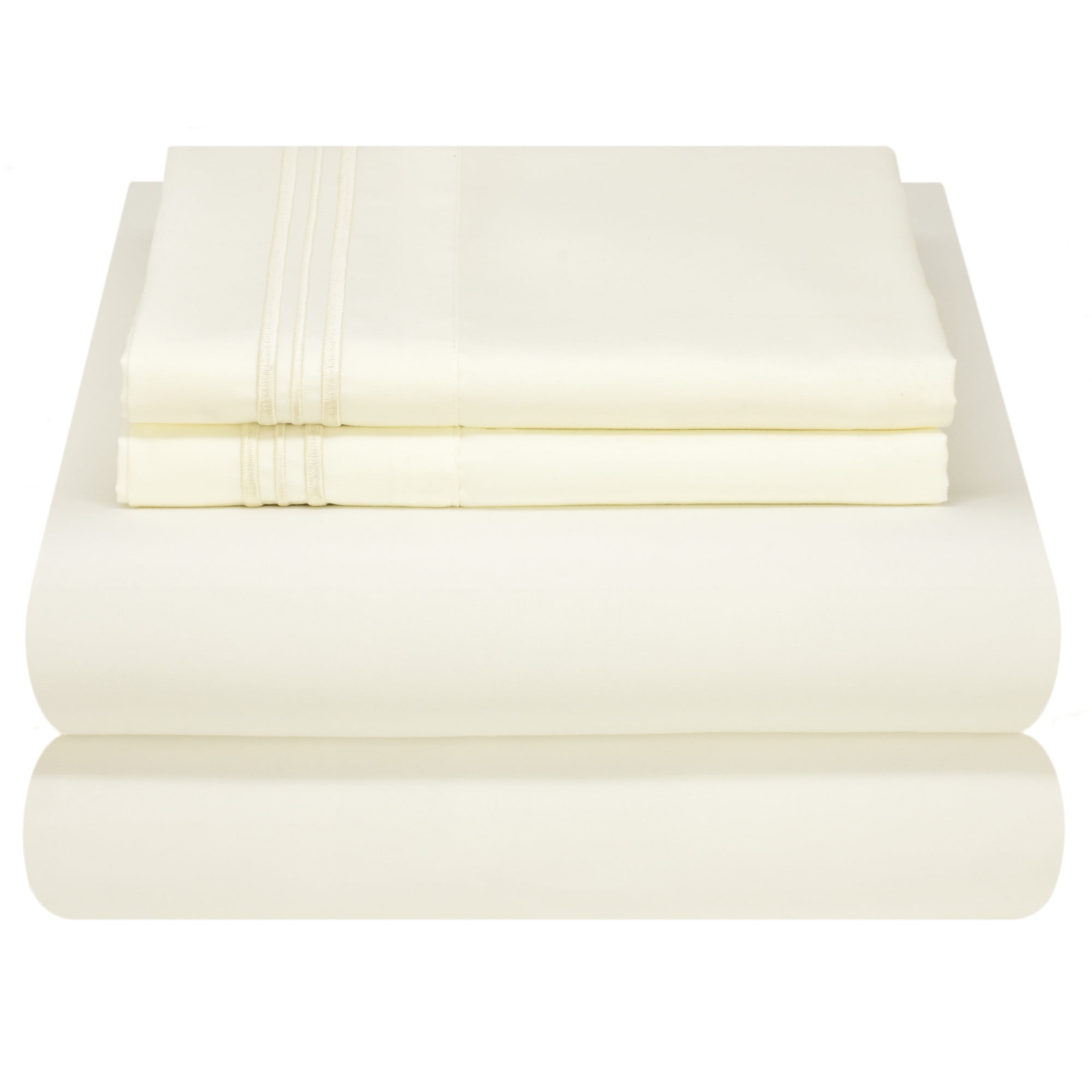 Mezzati Soft Microfiber Bed Sheet Set 4pc King Ivory