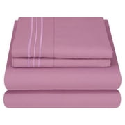 Mezzati Soft Microfiber Bed Sheet Set 4pc Purple Jasper Queen