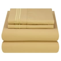 Mezzati Soft Microfiber Bed Sheet Set 4pc Queen Gold