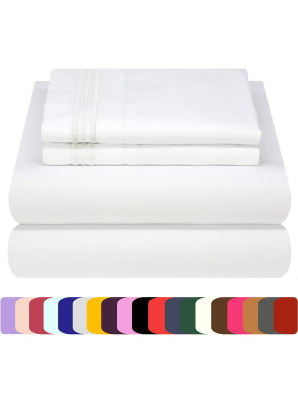 Mezzati Soft Microfiber Bed Sheet Set 4pc Queen White