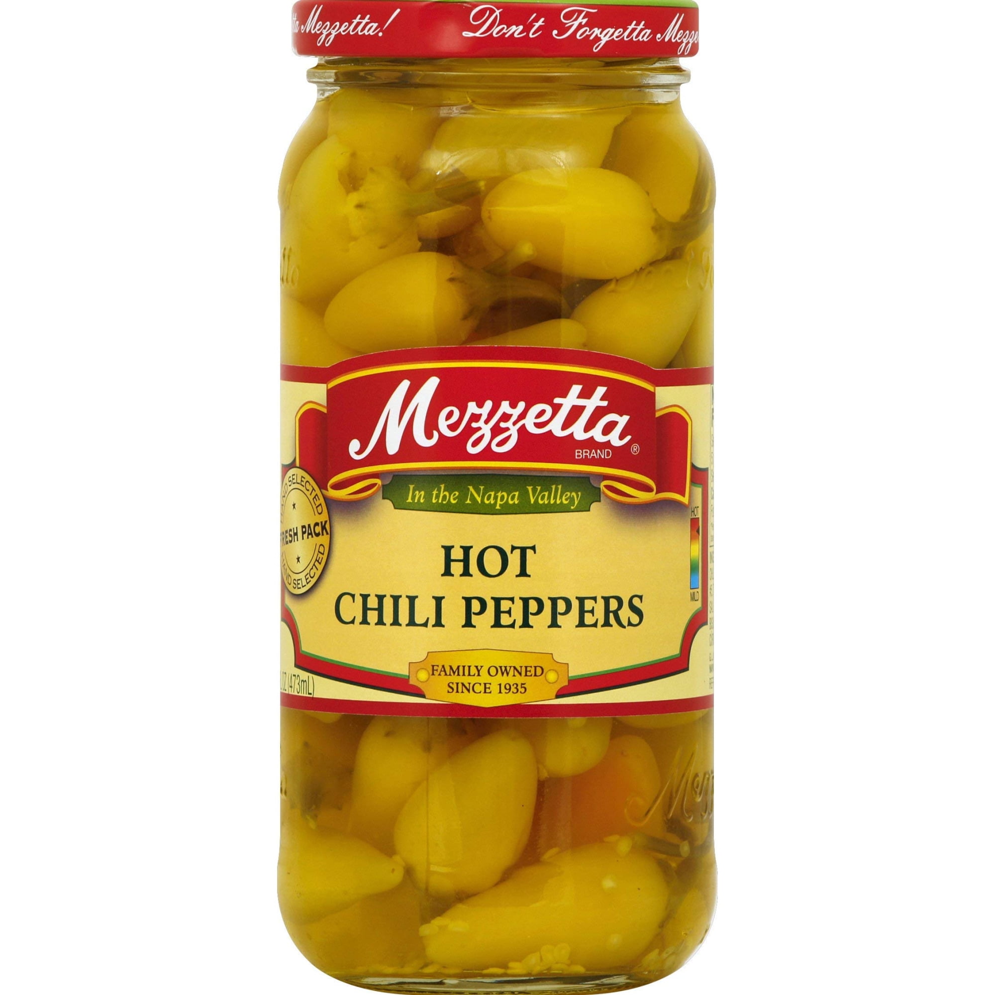 Mezzetta Hot Chili Peppers, 16 fl oz Jar (Pack of 2)