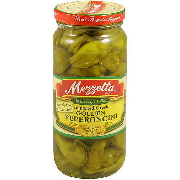 Mezzetta Imported Golden Greek Peperoncini, 16 oz (Pack of 6)