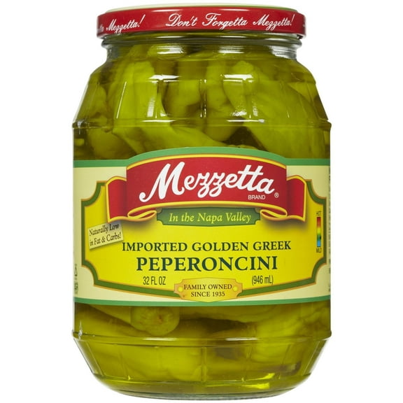 Mezzetta Imported Golden Greek Peperoncini, 32 fl oz (Pack of 8)
