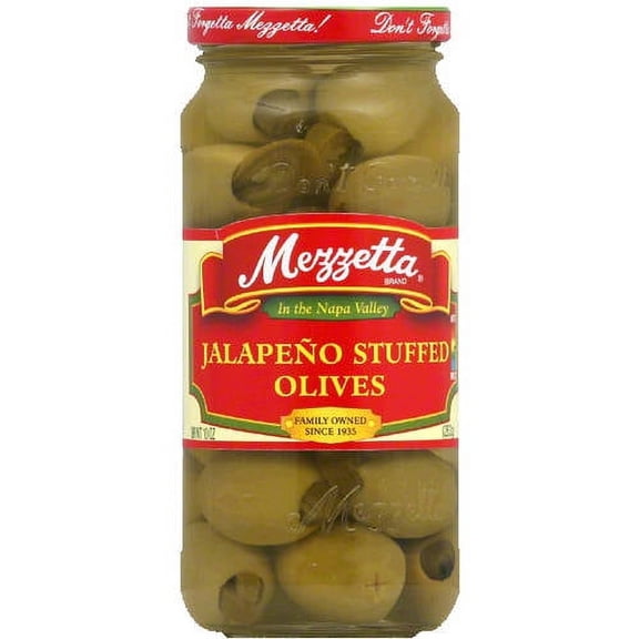 Mezzetta Jalapeno Stuffed Olives, 10 oz, (Pack of 6)