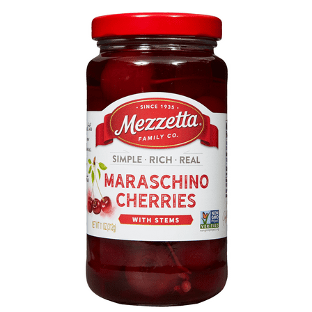 Mezzetta Maraschino Cherries with Stems, 11 oz Jar