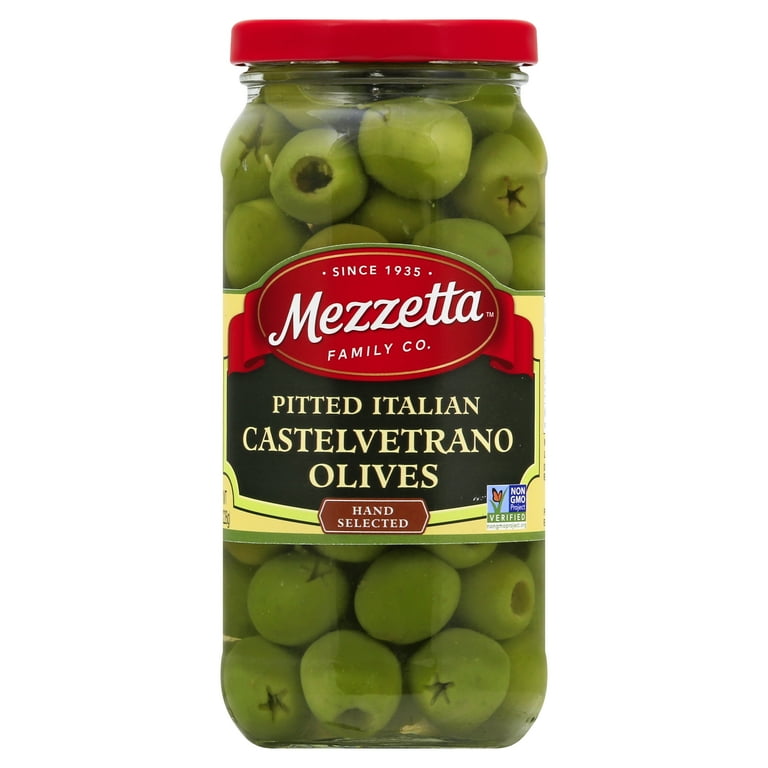 Mezzetta Pitted Italian Castelvetrano Olives, 8 oz Pack Of 6, Hand
