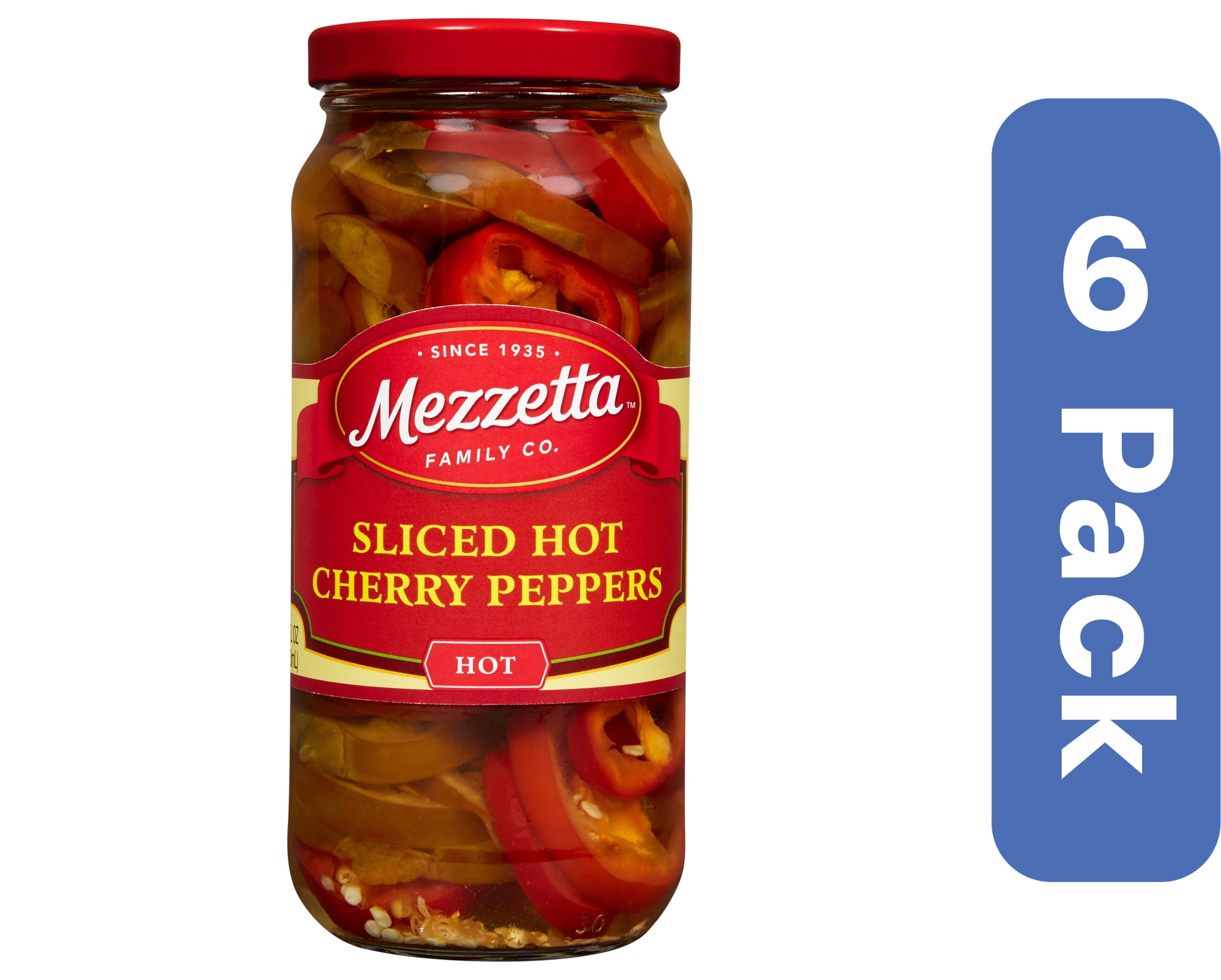 Mezzetta Sliced Hot Cherry Peppers 16 oz (Pack of 6)