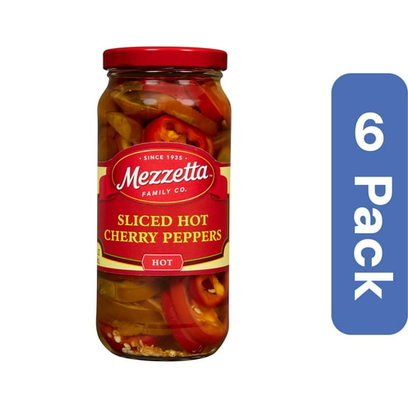 Mezzetta Sliced Hot Cherry Peppers 16 oz (Pack of 6)