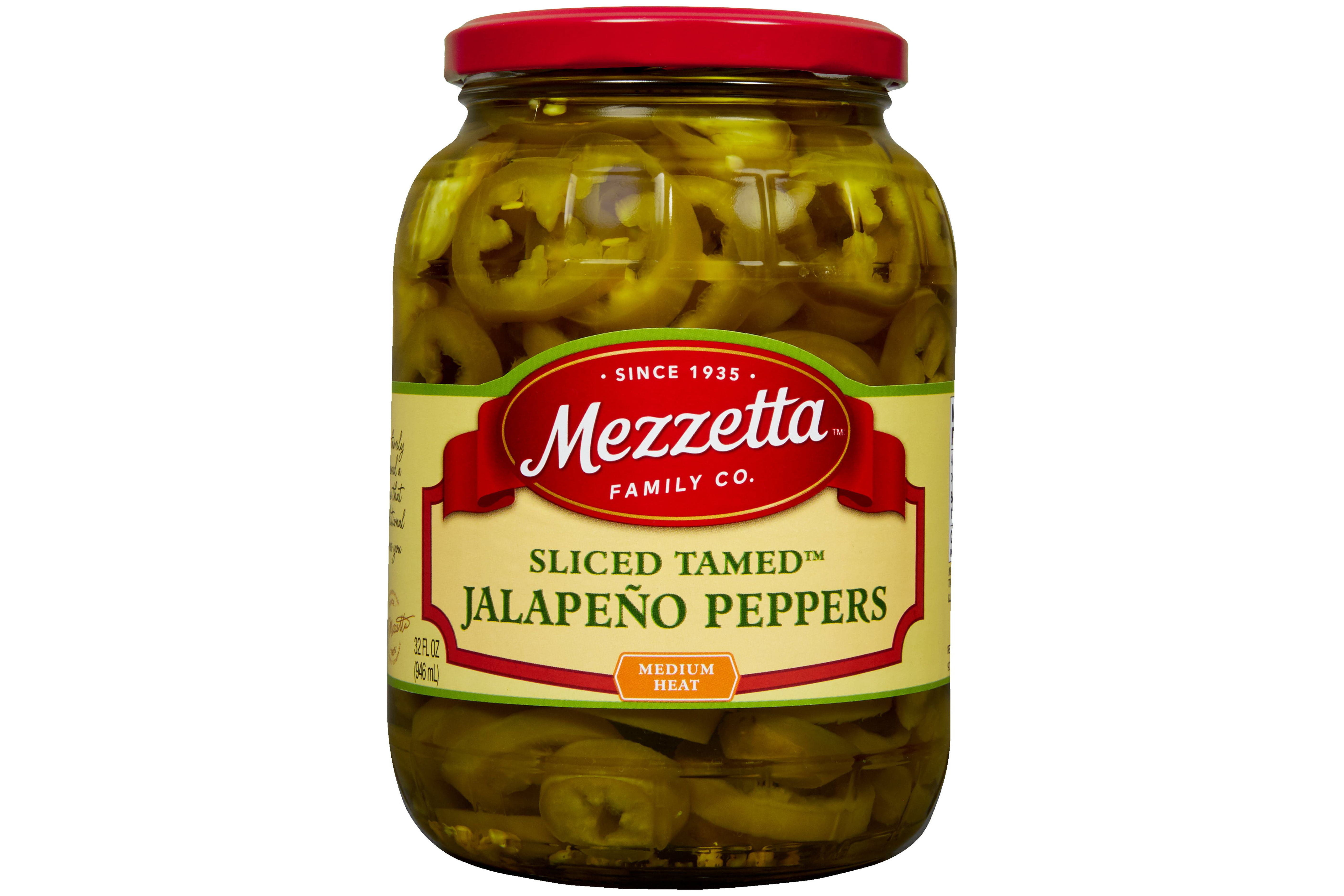 (2 pack) Mezzetta Sliced Tamed™ Jalapeño Peppers, 32 fl oz Jar
