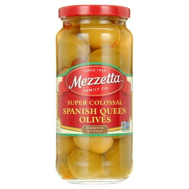 Mezzetta Super Colossal Spanish Queen Olives Pimiento Stuffed, 10 oz Dr. Wt. Jar