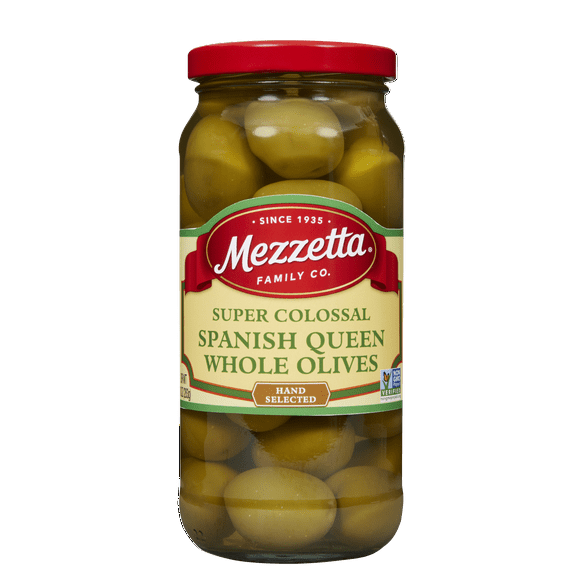 Mezzetta Super Colossal Spanish Queen Whole Olives, 10 oz Dr. Wt. Jar