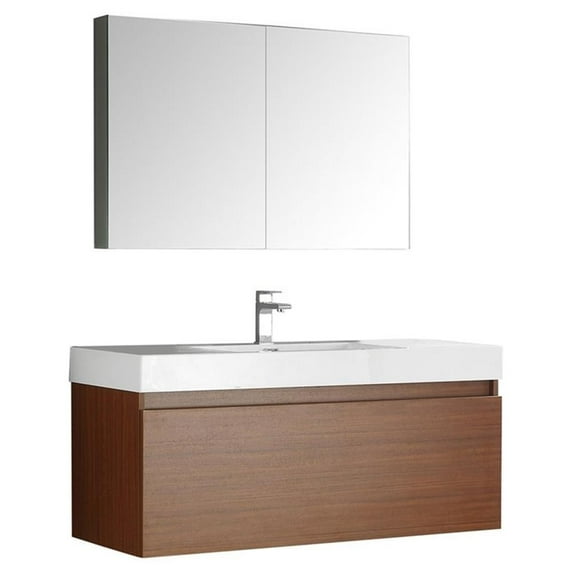 Fresca FVN8011 Senza 47-3/10" Wall Mounted Vanity Set with MDF Cabinet, Acrylic