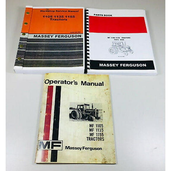Mf Massey Ferguson 1105 1135 Tractor Service Parts Operators Manual Set