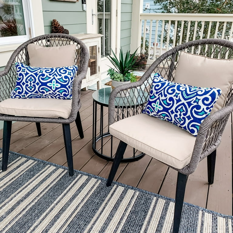 Mf Studio Outdoor Rattan Sofa Patio Conversation Set with Cushions