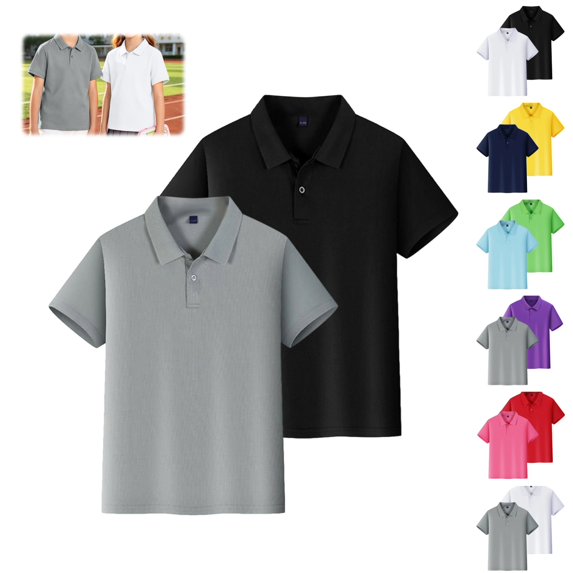 Mfakffe 2 Pcs Toddler Boys Girls Polo Shirt Back To School Golf School Uniform Summer Short Sleeve Shirt Casual Lapel Collar Tshirts