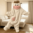 thumbnail image 1 of Mfakffe Adult Funny Big Mouth Monster Onesie Pajamas Matching Couple Hooded Full Body Loungewear Warm Sleep Home Wear With Shoes, 1 of 3