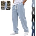 thumbnail image 1 of Mfakffe Baggy Jeans for Men Wide Leg Drawstring Elastic Waist Denim Pants Hip Hop Streetwear Casual Summer Jeans with Pockets, 1 of 5