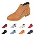 thumbnail image 1 of Mfakffe Booties For Woman Suede Chunky Heel Walking Ankle Boots With Side Zipper Retro Pointed Toe Low Block Heel Comfortable Stylish Non-Slip, 1 of 5