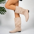 thumbnail image 1 of Mfakffe Boots for Women Low Block Heel Fashion Comfy Casual Pointed Toe Warm Mid Calf Boots Non Slip Versatile Fit Outdoor Dress Shoes for Winter, 1 of 4