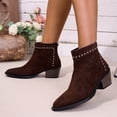 thumbnail image 1 of Mfakffe Boots for Women Versatile Pointed Toe Block Heel Fashion Non Slip Ankle Bootie Casual Comfortable Back Zipper Warm Soft Outdoor Shoes, 1 of 4