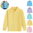thumbnail image 1 of Mfakffe Boys Girls Polo Shirt Back To School Comfortable School Uniform Spring Fall Long Sleeve Shirts Casual Lapel Collar Shirt, 1 of 4