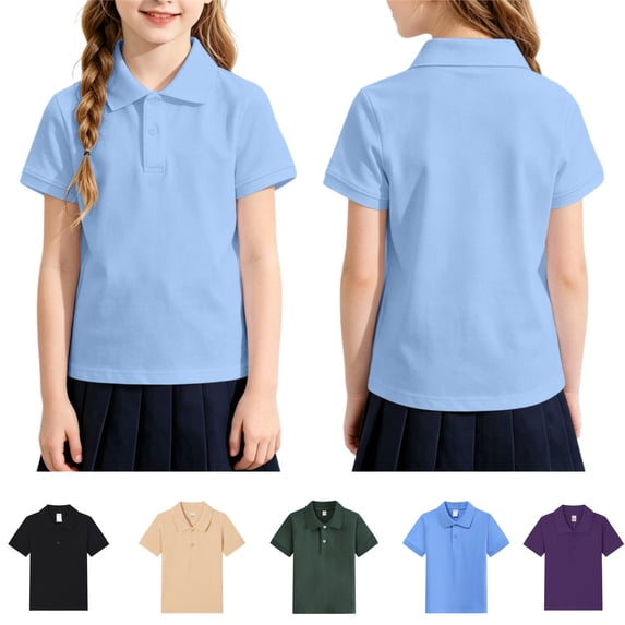 Mfakffe Boys Girls Polos Shirts Short Sleeve Soft Toddler Kids Back to SchoolAthletic School Uniform Blouse Classic Polos Tee