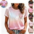 thumbnail image 1 of Mfakffe Breast Cancer Shirts for Women October Breast Cancer Awareness Short Sleeve Tee Pink Ribbon Print Crew Neck Casual T-Shirt for Breast Cancer Support, 1 of 5