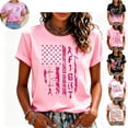 thumbnail image 1 of Mfakffe Breast Cancer Shirts for Women October Breast Cancer Awareness Short Sleeve Tee Pink Ribbon Print Crew Neck Casual T-Shirt for Breast Cancer Support, 1 of 5