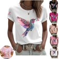 thumbnail image 1 of Mfakffe Breast Cancer Shirts for Women Breast Cancer Awareness Crew Neck Short Sleeve T-Shirt Hummingbird Pink Ribbon Graphic Loose Tee, 1 of 5