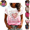 thumbnail image 1 of Mfakffe Breast Cancer Shirts for Women October Breast Cancer Awareness Casual Crew Neck Short Sleeve Tops with Pink Ribbon Print, 1 of 4