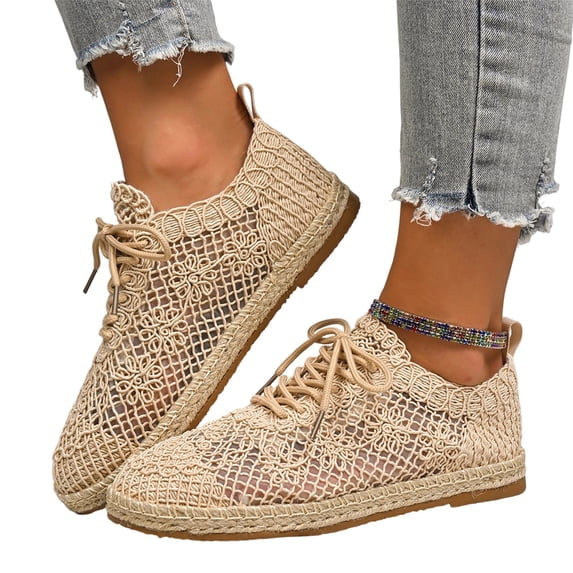 Mfakffe Business Casual Shoes Women Breathable Slip on Flats Versatile Sneakers Beige 7 Wide(EU:38)