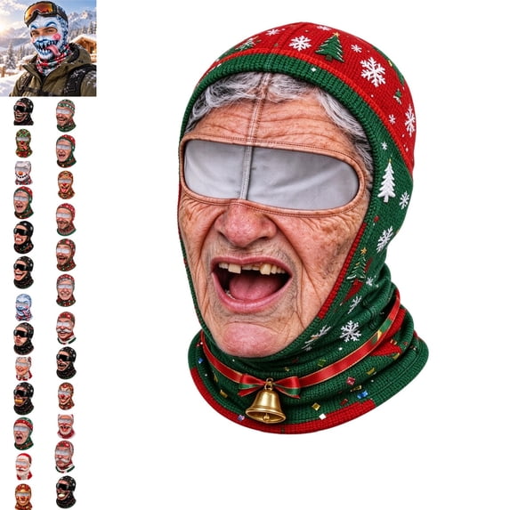 Coversll Designs Mfakffe Christmas Design Full Face Ski Mask – 3D Old Man Print Winter ...