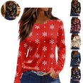 thumbnail image 1 of Mfakffe Christmas Womens Shirts Long Sleeve Crew Neck Tops Casual Christmas Graphic Shirt Lightweight Pullover Tee, 1 of 5