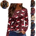 thumbnail image 1 of Mfakffe Christmas Womens Shirts Long Sleeve Crew Neck Tops Casual Christmas Graphic Shirt Lightweight Pullover Tee, 1 of 4