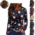 thumbnail image 1 of Mfakffe Christmas Womens Shirts Long Sleeve Crew Neck Tops Casual Christmas Graphic Shirt Lightweight Pullover Tee, 1 of 5
